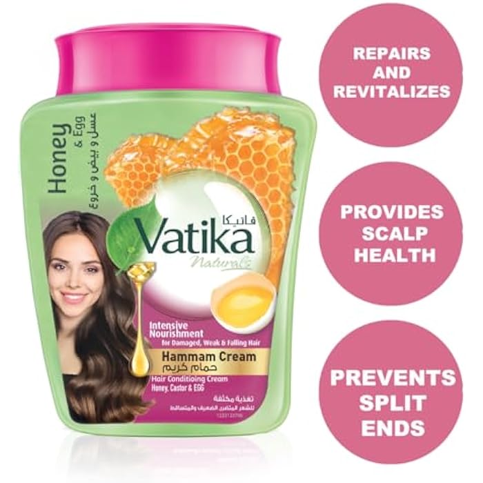 Vatika Naturals Intensive Nourishment Hammam Cream (450g) | Natural Extracts of Egg, Honey, Castor and Marrow | For Damaged and Split Hair | Promotes Strong Hair From The Roots - Image 3
